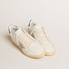 Golden Goose Ball Star With Ice-gray Suede Star And Blue Leather Heel Tab