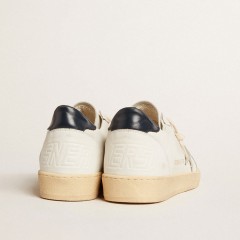 Golden Goose Ball Star With Ice-gray Suede Star And Blue Leather Heel Tab