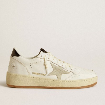 Golden Goose Ball Star With Ice-gray Suede Star And Glossy Black Leather Heel Tab