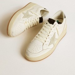 Golden Goose Ball Star With Ice-gray Suede Star And Glossy Black Leather Heel Tab