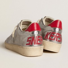 Golden Goose Bio-based Ball Star In Metallic Silver With Silver Star And Red Heel Tab