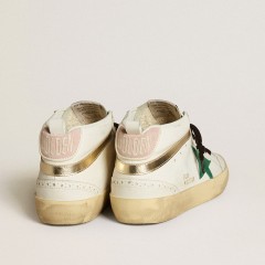 Golden Goose Bio-based Mid Star With Green Suede Star And Pink Suede Heel Tab