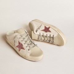 Golden Goose Bio-based Super-Star Sabot With Pink Glitter Star And Suede Toe