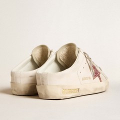 Golden Goose Bio-based Super-Star Sabot With Pink Glitter Star And Suede Toe