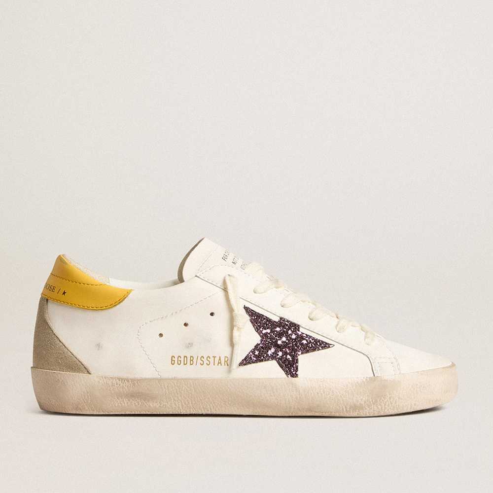 Golden Goose Bio-based Super-Star With Red Glitter Star And Leather Heel Tab