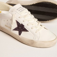 Golden Goose Bio-based Super-Star With Red Glitter Star And Leather Heel Tab