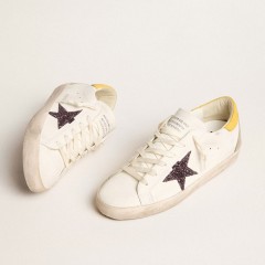 Golden Goose Bio-based Super-Star With Red Glitter Star And Leather Heel Tab