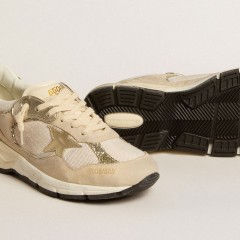 Golden Goose Dad-Star In Pearl Mesh And Suede With Platinum Leather Star And Heel Tab