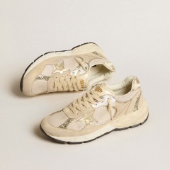 Golden Goose Dad-Star In Pearl Mesh And Suede With Platinum Leather Star And Heel Tab