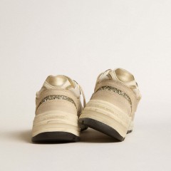 Golden Goose Dad-Star In Pearl Mesh And Suede With Platinum Leather Star And Heel Tab