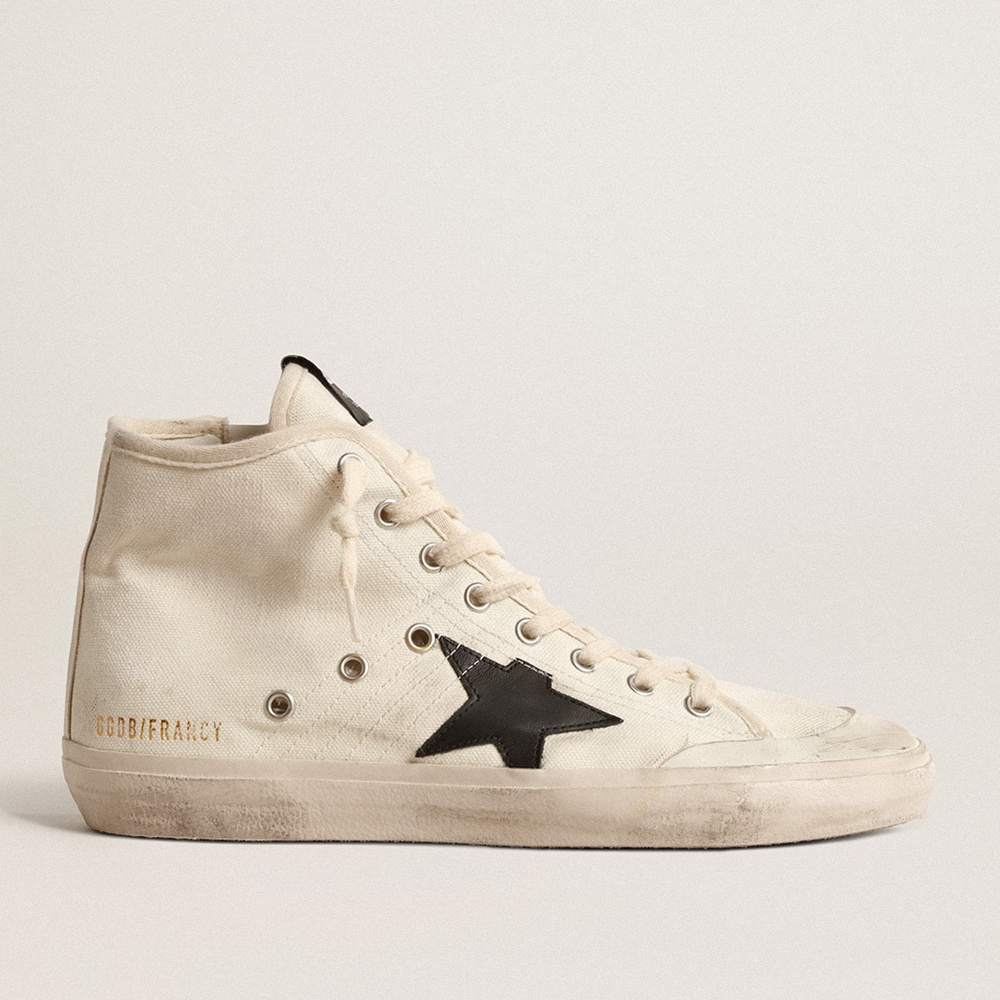 Golden Goose Francy Penstar In Canvas With Black Star And Red Stitching