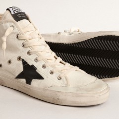 Golden Goose Francy Penstar In Canvas With Black Star And Red Stitching