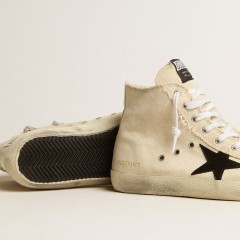 Golden Goose Francy Penstar In Canvas With Black Suede Star And Leather Heel Tab