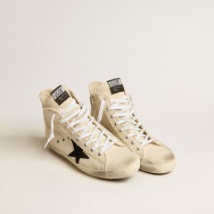 Golden Goose Francy Penstar In Canvas With Black Suede Star And Leather Heel Tab