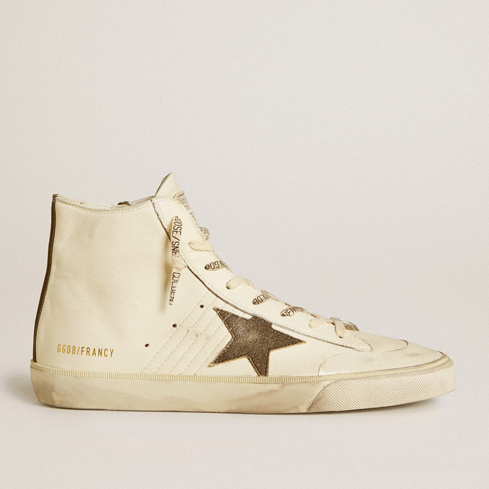 Golden Goose Francy Penstar In Nappa With Black Suede Star And Cotton Heel Tab