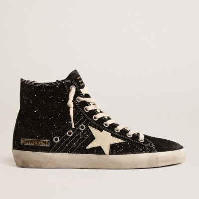 Golden Goose Francy Penstar LTD In Glitter With Ivory Star And Black Heel Tab