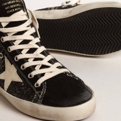 Golden Goose Francy Penstar LTD In Glitter With Ivory Star And Black Heel Tab