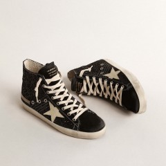 Golden Goose Francy Penstar LTD In Glitter With Ivory Star And Black Heel Tab