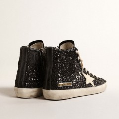 Golden Goose Francy Penstar LTD In Glitter With Ivory Star And Black Heel Tab