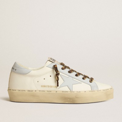 Golden Goose Hi Star LTD In Leather With Light Blue Leather Star And Heel Tab