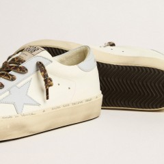 Golden Goose Hi Star LTD In Leather With Light Blue Leather Star And Heel Tab