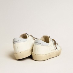 Golden Goose Hi Star LTD In Leather With Light Blue Leather Star And Heel Tab