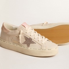 Golden Goose Hi Star LTD In Nappa With Suede Star And Pink Swarovski Crystals