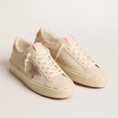 Golden Goose Hi Star LTD In Nappa With Suede Star And Pink Swarovski Crystals