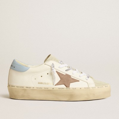 Golden Goose Hi Star LTD With Pink Suede Star And Light Blue Leather Heel Tab