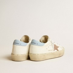 Golden Goose Hi Star LTD With Pink Suede Star And Light Blue Leather Heel Tab