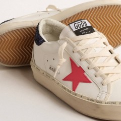 Golden Goose Hi Star With Fuchsia Leather Star And Blue Glitter Heel Tab