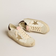 Golden Goose Hi Star With Platinum Metallic Leather Star And Glitter Heel Tab