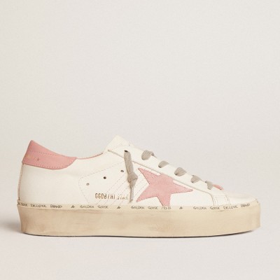 Golden Goose Hi Star With Suede Star And Old Rose Leather Heel Tab