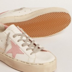 Golden Goose Hi Star With Suede Star And Old Rose Leather Heel Tab