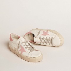 Golden Goose Hi Star With Suede Star And Old Rose Leather Heel Tab