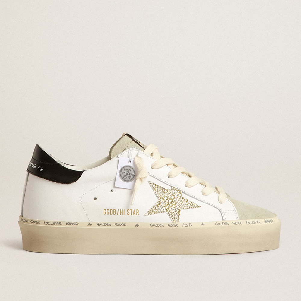 Golden Goose Hi Star With Swarovski Crystal Star And Black Heel Tab