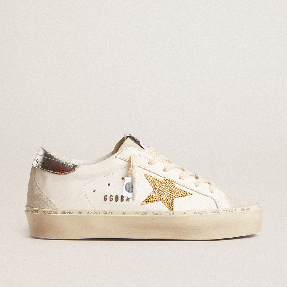 Golden Goose Hi Star With Swarovski Crystal Star And Silver Leather Heel Tab