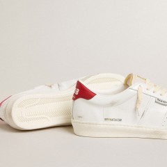 Golden Goose Matchstar In Glossy White Leather With Glossy Red Leather Heel Tab