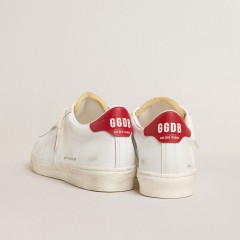 Golden Goose Matchstar In Glossy White Leather With Glossy Red Leather Heel Tab