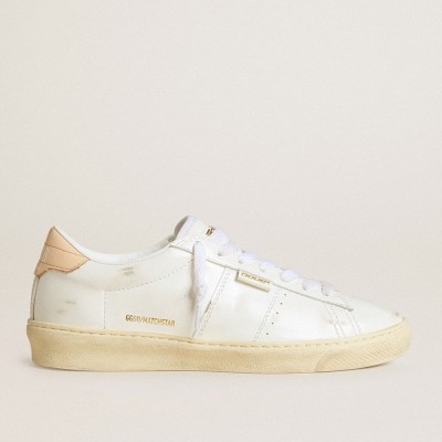 Golden Goose Matchstar In Leather With Peach Pink Heel Tab