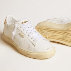 Golden Goose Matchstar In Leather With Peach Pink Heel Tab