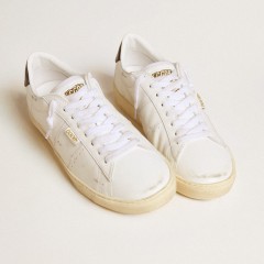 Golden Goose Matchstar In White Leather With Dark Blue Leather Heel Tab