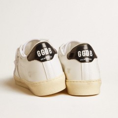 Golden Goose Matchstar In White Leather With Dark Blue Leather Heel Tab