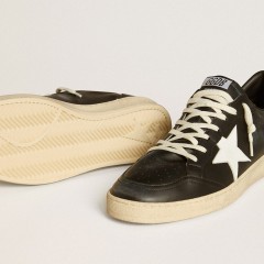 Golden Goose Men's Ball Star In Black Nappa With White Leather Star And Heel Tab