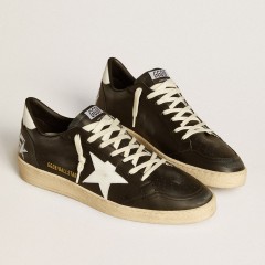 Golden Goose Men's Ball Star In Black Nappa With White Leather Star And Heel Tab