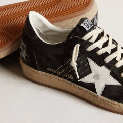 Golden Goose Men's Ball Star In Black Suede With White Leather Star