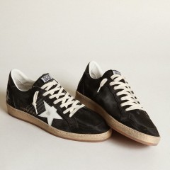 Golden Goose Men's Ball Star In Black Suede With White Leather Star