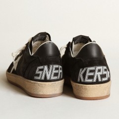 Golden Goose Men's Ball Star In Black Suede With White Leather Star