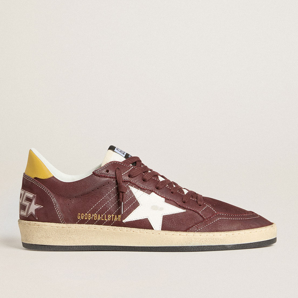 Golden Goose Men's Ball Star In Chocolate Nubuck With Leather Star And Heel Tab