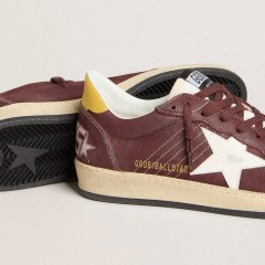 Golden Goose Men's Ball Star In Chocolate Nubuck With Leather Star And Heel Tab